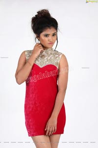 Rishika Nisha in Red Bandeau Bodycon Dress