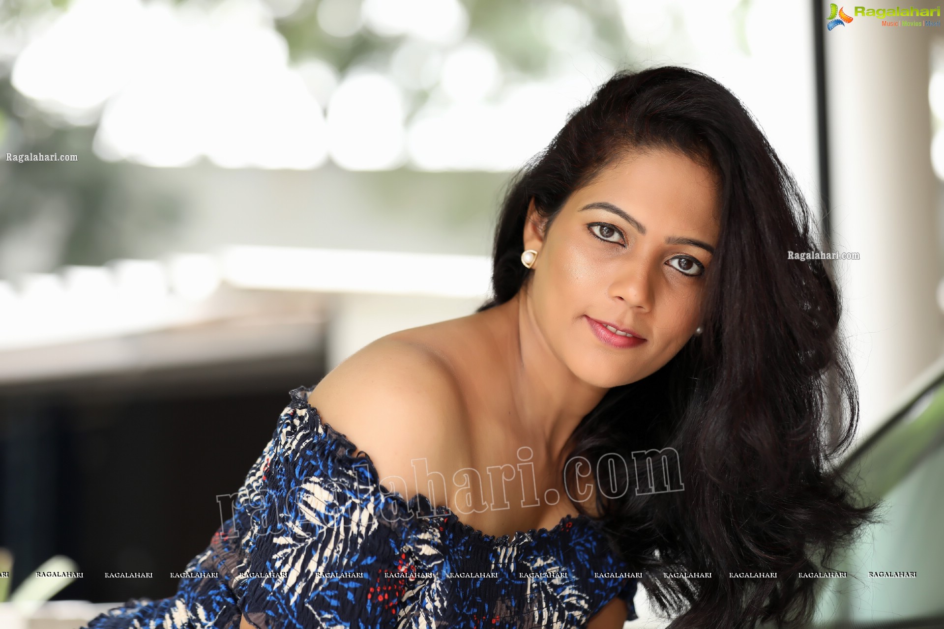 Shaik Faiza in Blue Floral Top and Denim Jacket, Exclusive Photo Shoot