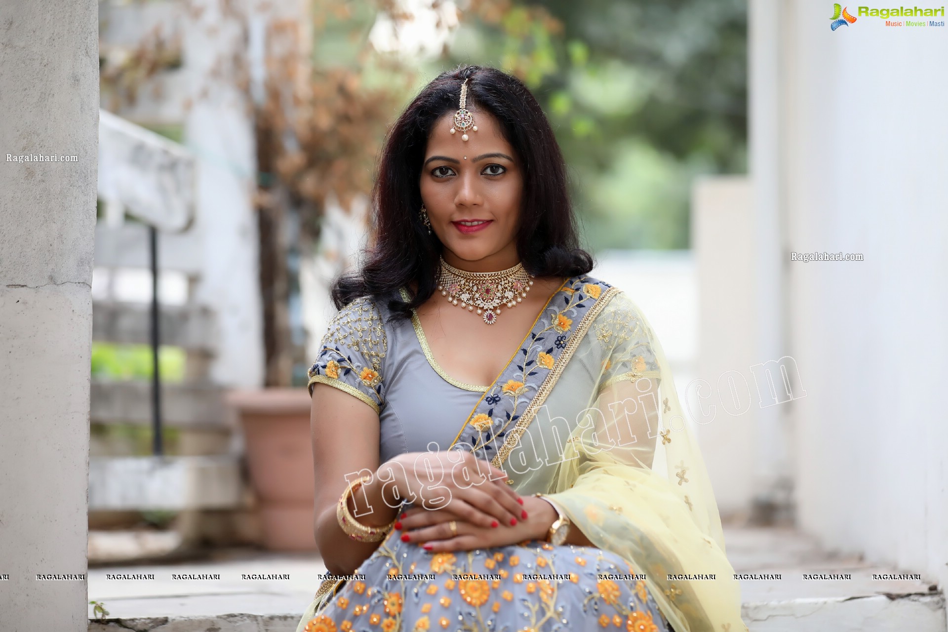 Shaik Faiza in Ash Grey Embellished Lehenga Choli, Exclusive Photo Shoot