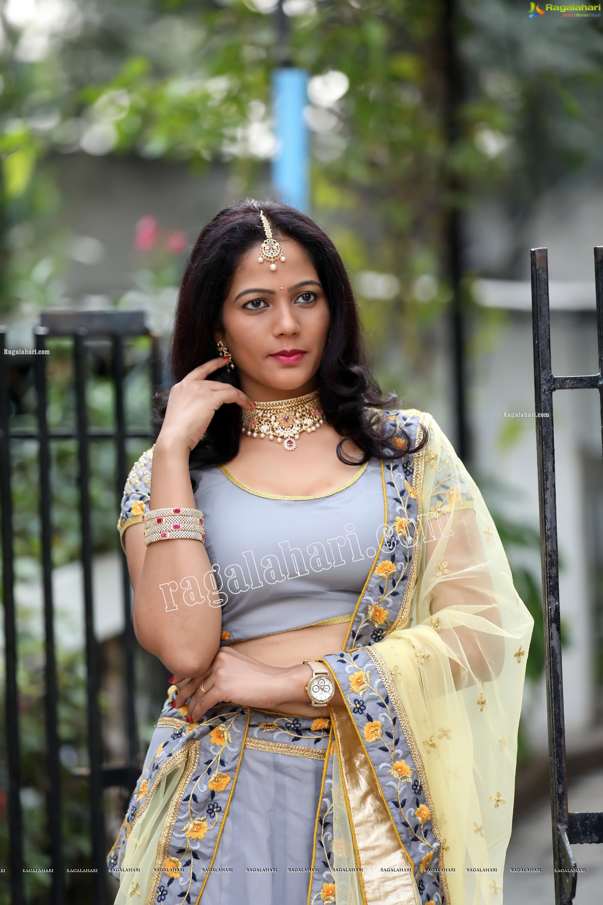 Shaik Faiza in Ash Grey Embellished Lehenga Choli, Exclusive Photo Shoot