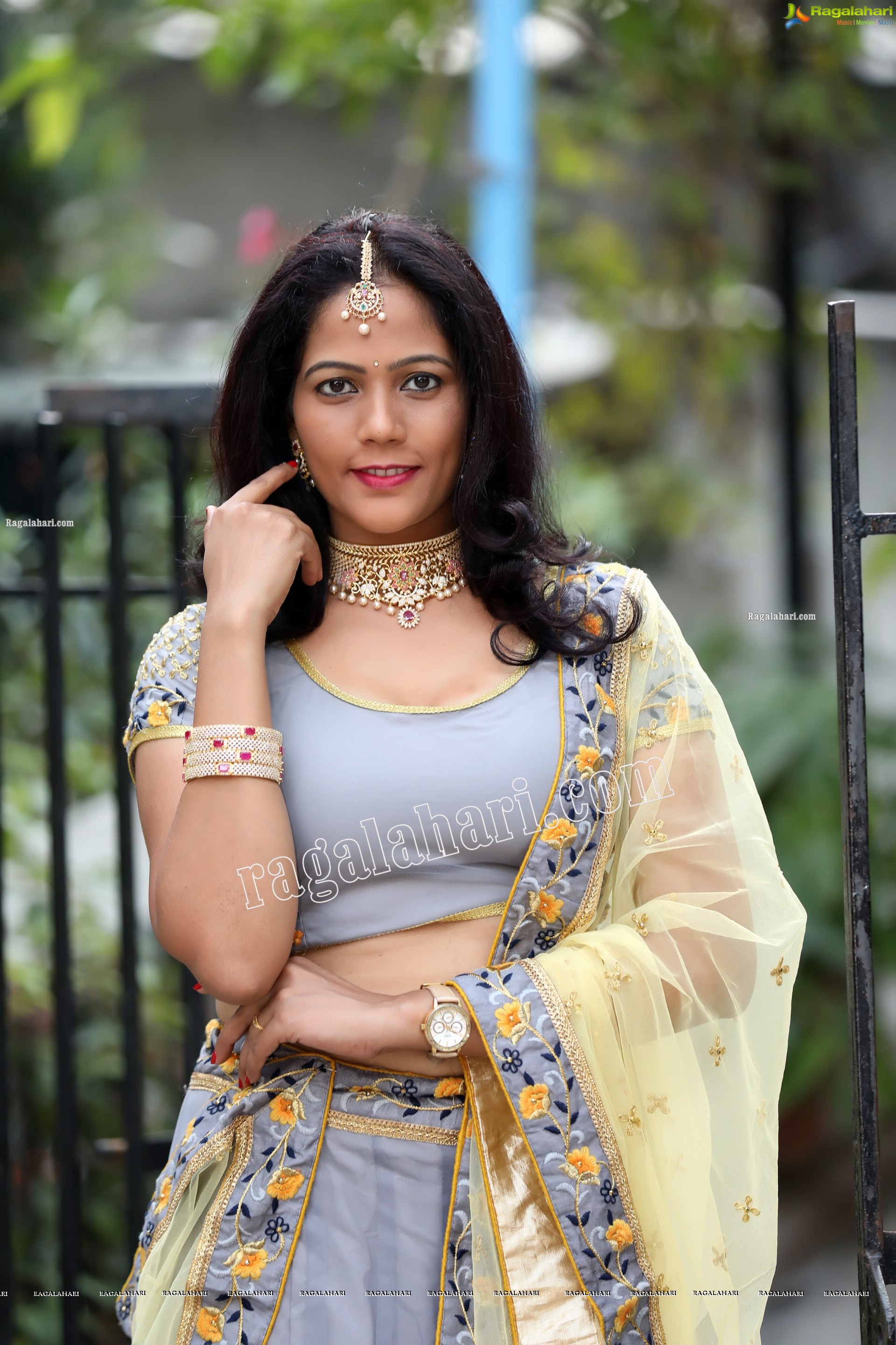 Shaik Faiza in Ash Grey Embellished Lehenga Choli, Exclusive Photo Shoot