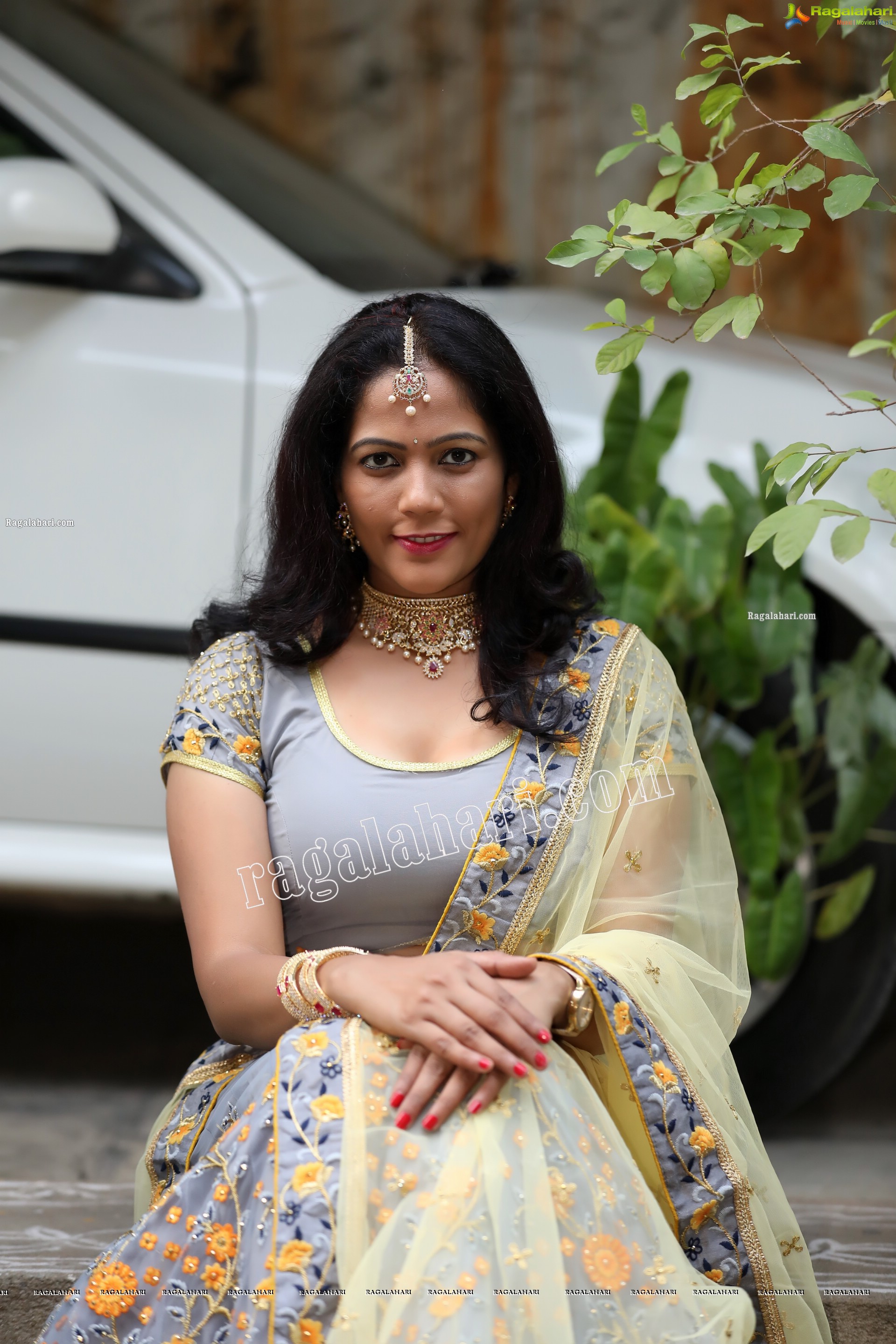 Shaik Faiza in Ash Grey Embellished Lehenga Choli, Exclusive Photo Shoot