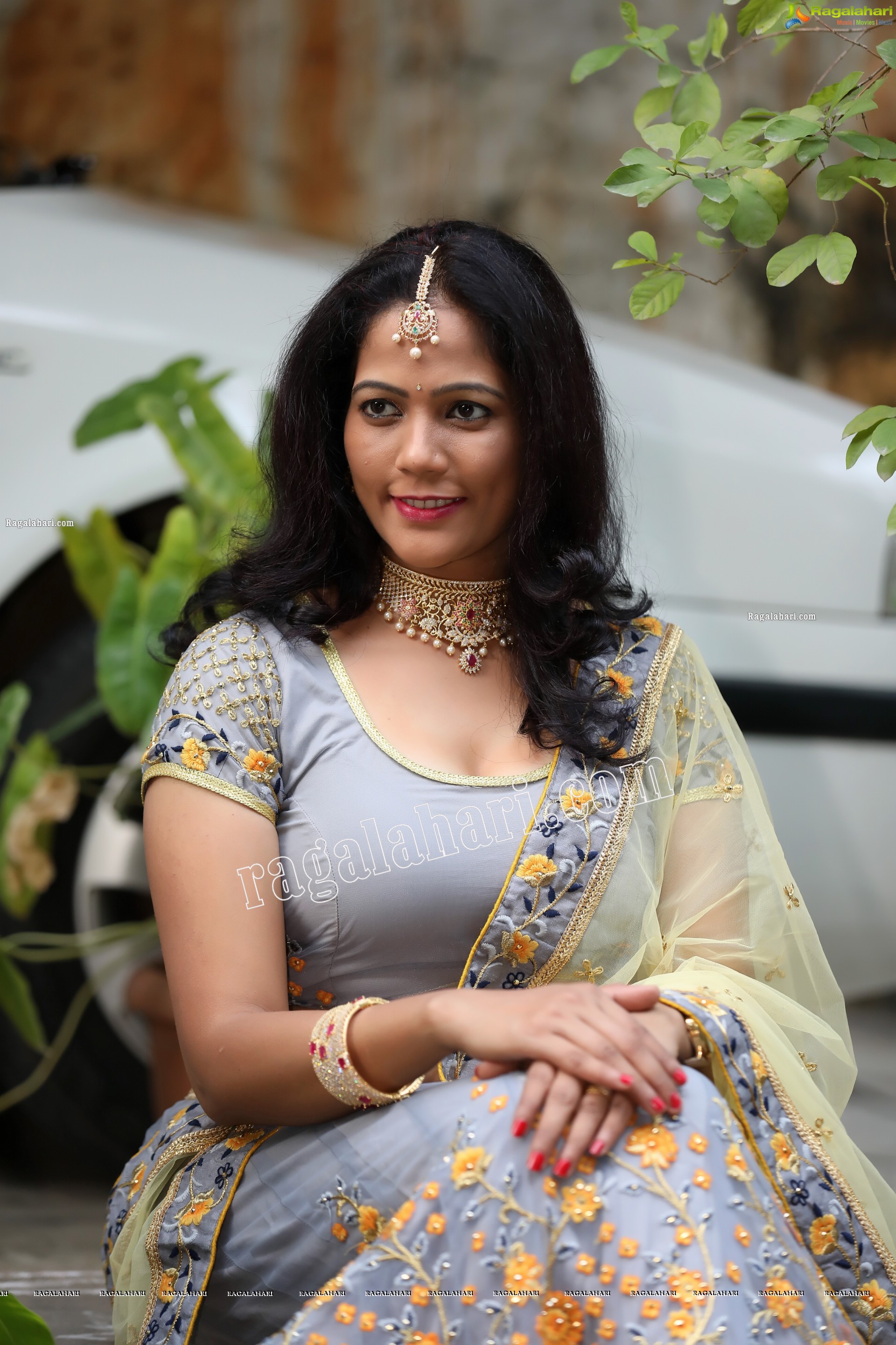 Shaik Faiza in Ash Grey Embellished Lehenga Choli, Exclusive Photo Shoot