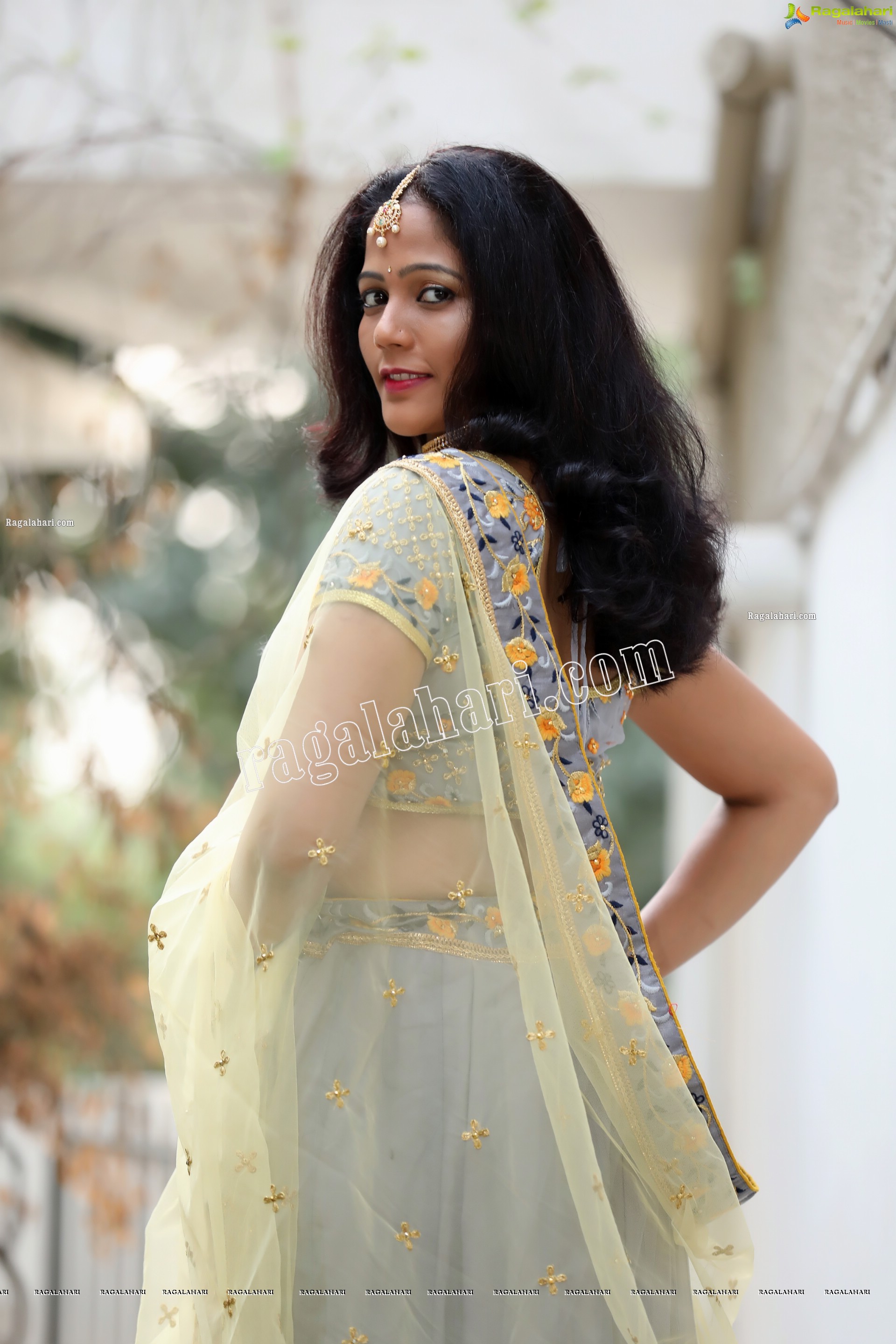 Shaik Faiza in Ash Grey Embellished Lehenga Choli, Exclusive Photo Shoot