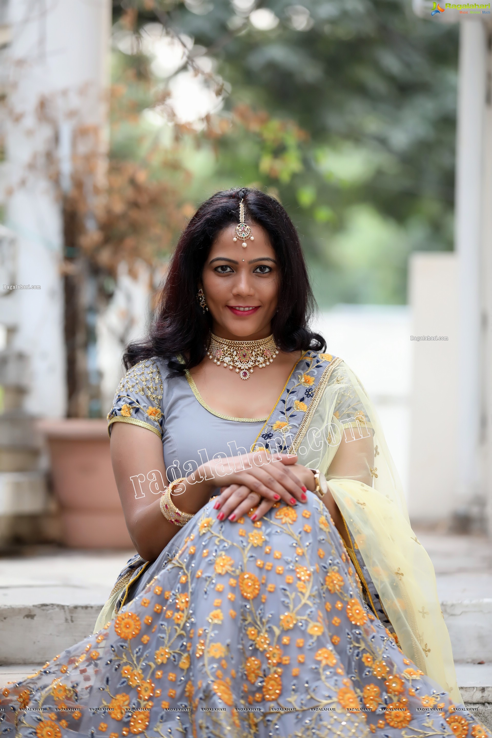 Shaik Faiza in Ash Grey Embellished Lehenga Choli, Exclusive Photo Shoot