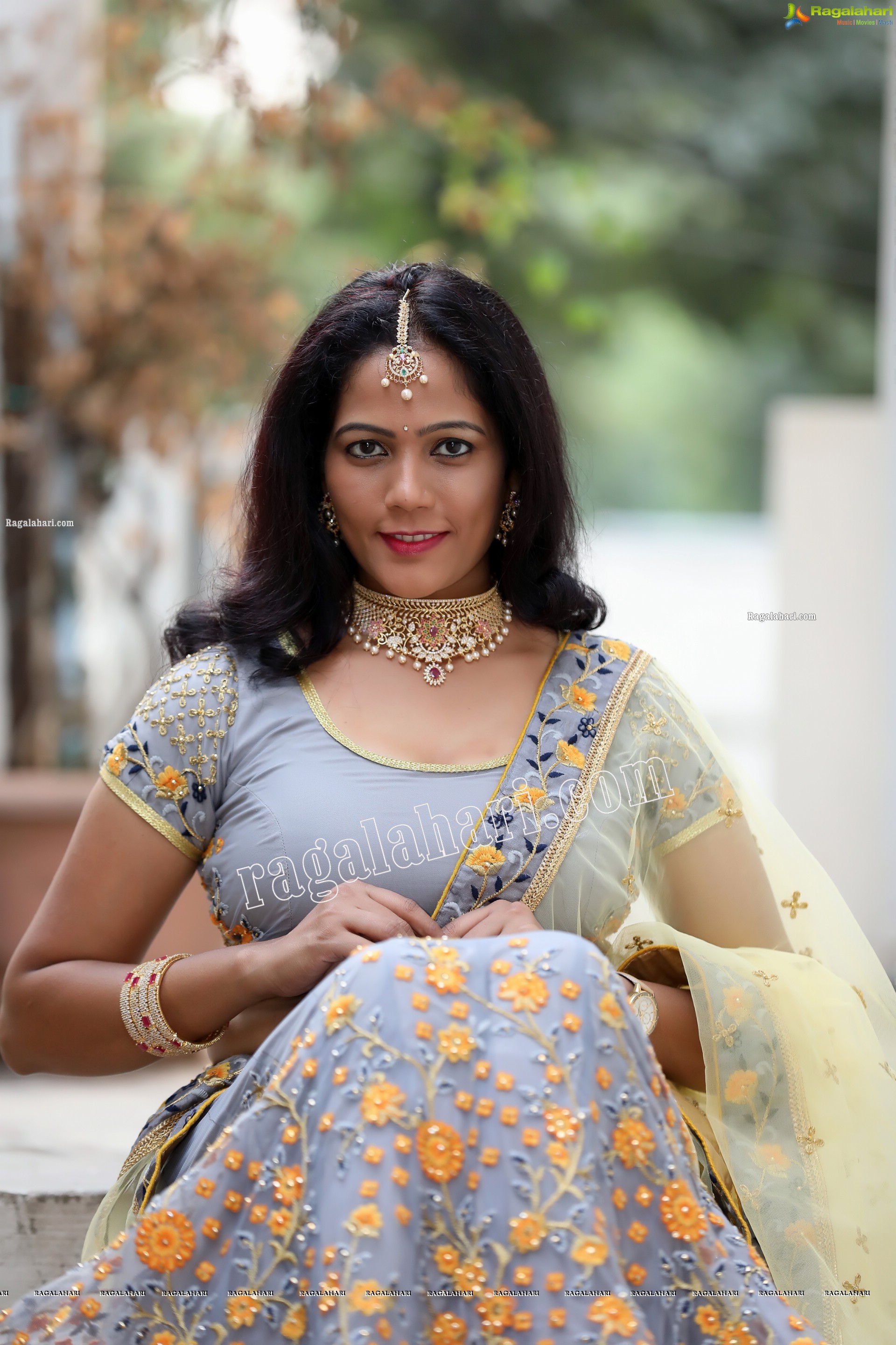 Shaik Faiza in Ash Grey Embellished Lehenga Choli, Exclusive Photo Shoot