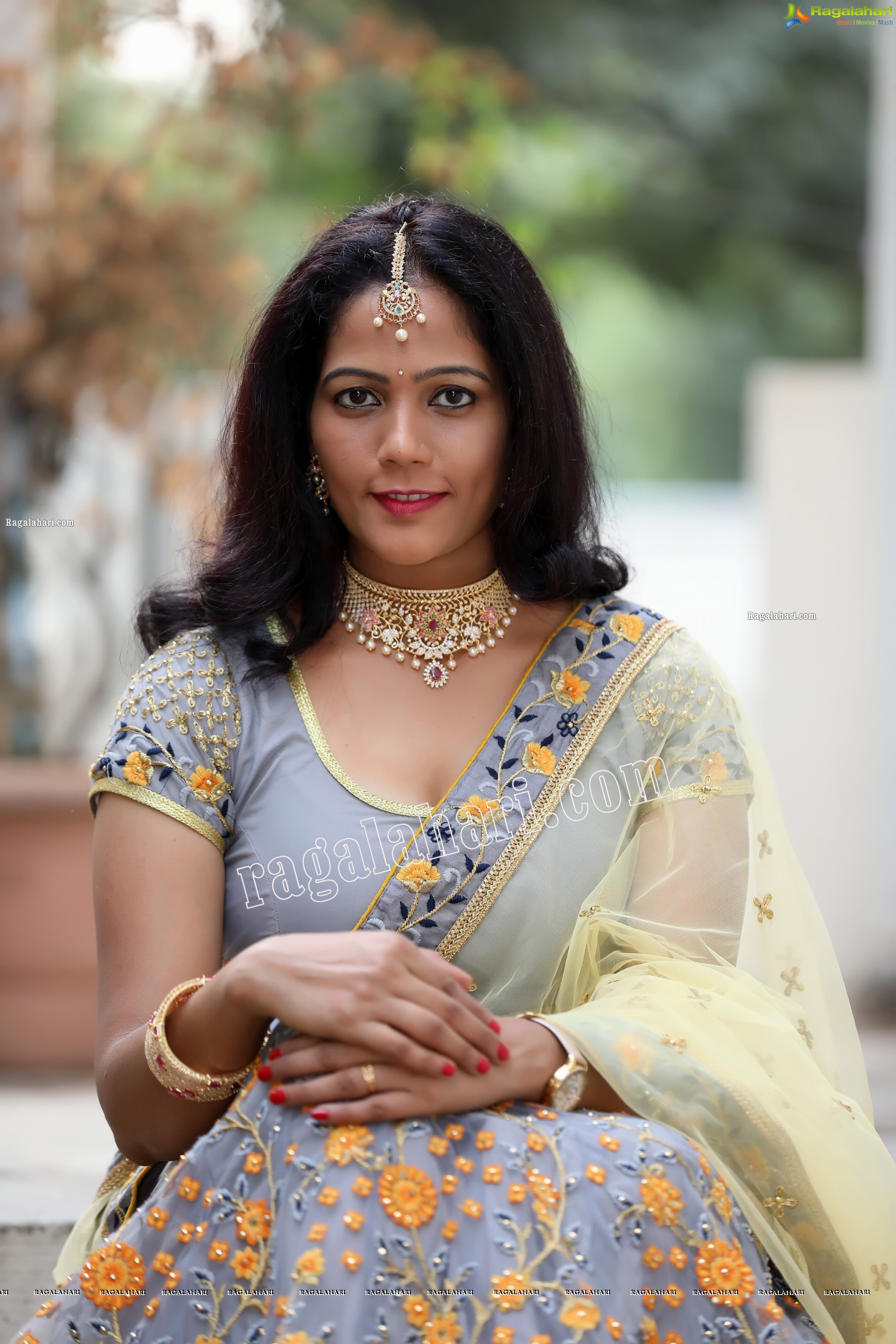 Shaik Faiza in Ash Grey Embellished Lehenga Choli, Exclusive Photo Shoot