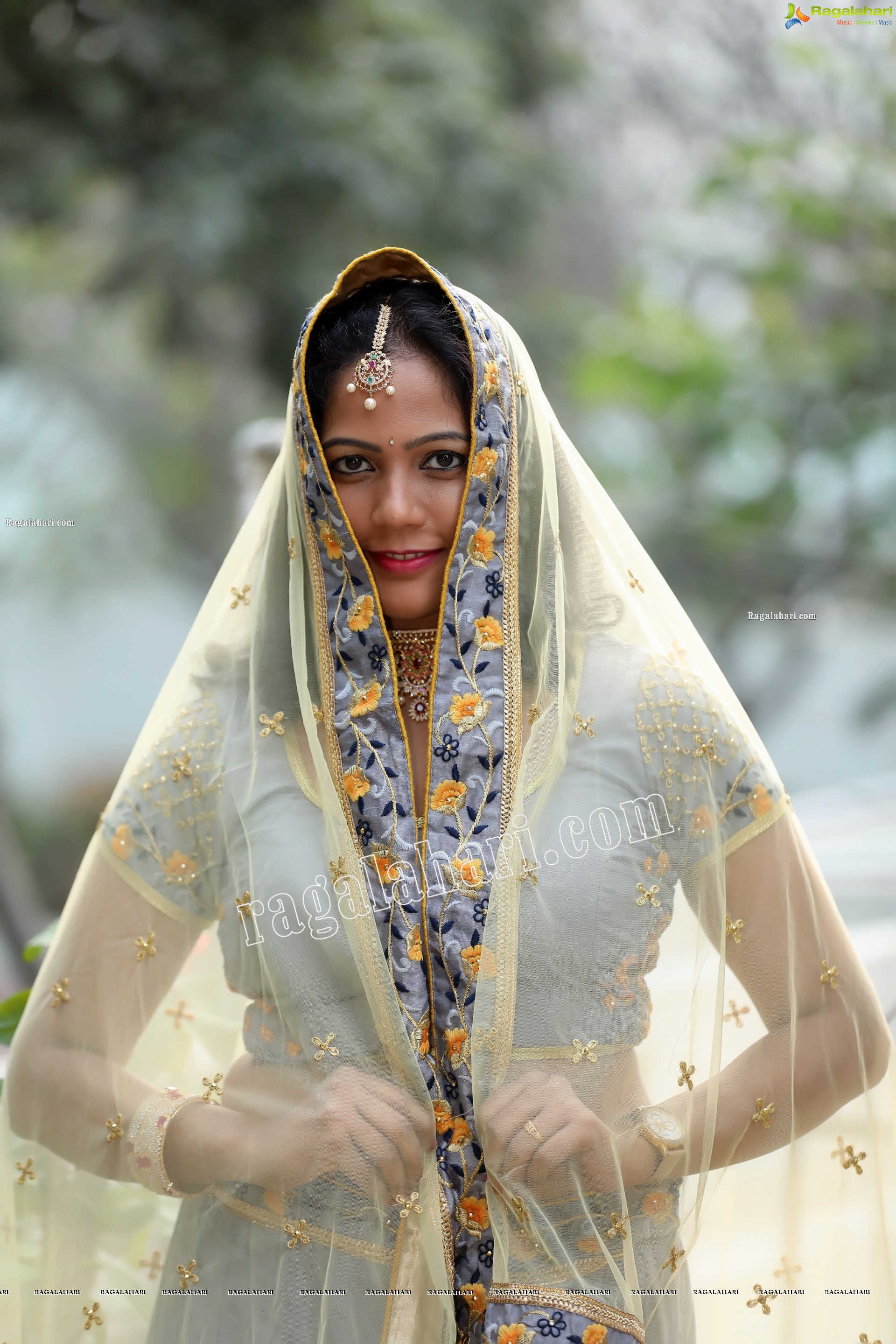 Shaik Faiza in Ash Grey Embellished Lehenga Choli, Exclusive Photo Shoot