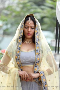 Shaik Faiza in Ash Grey Embellished Lehenga Choli