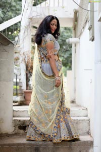 Shaik Faiza in Ash Grey Embellished Lehenga Choli