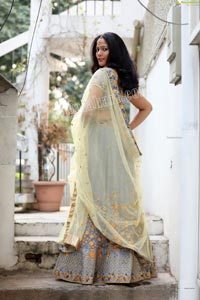 Shaik Faiza in Ash Grey Embellished Lehenga Choli