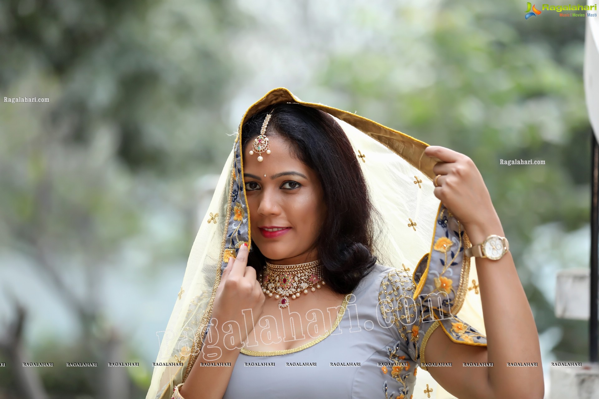 Shaik Faiza in Ash Grey Embellished Lehenga Choli, Exclusive Photo Shoot