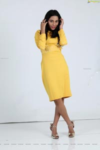 Tueeshaa in Yellow High Neck Jumper Dress