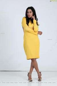 Tueeshaa in Yellow High Neck Jumper Dress