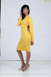 Tueeshaa in Yellow High Neck Jumper Dress