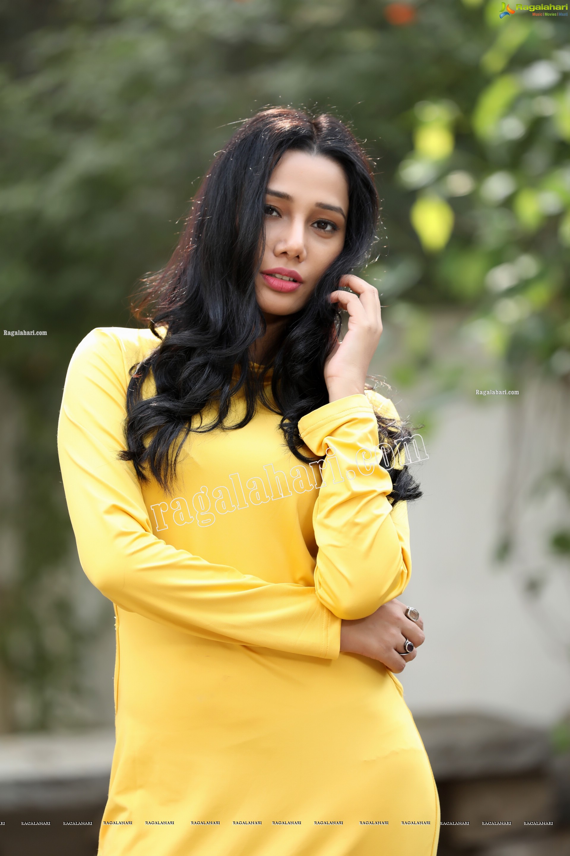 Tueeshaa in Yellow High Neck Jumper Dress Exclusive Photo Shoot