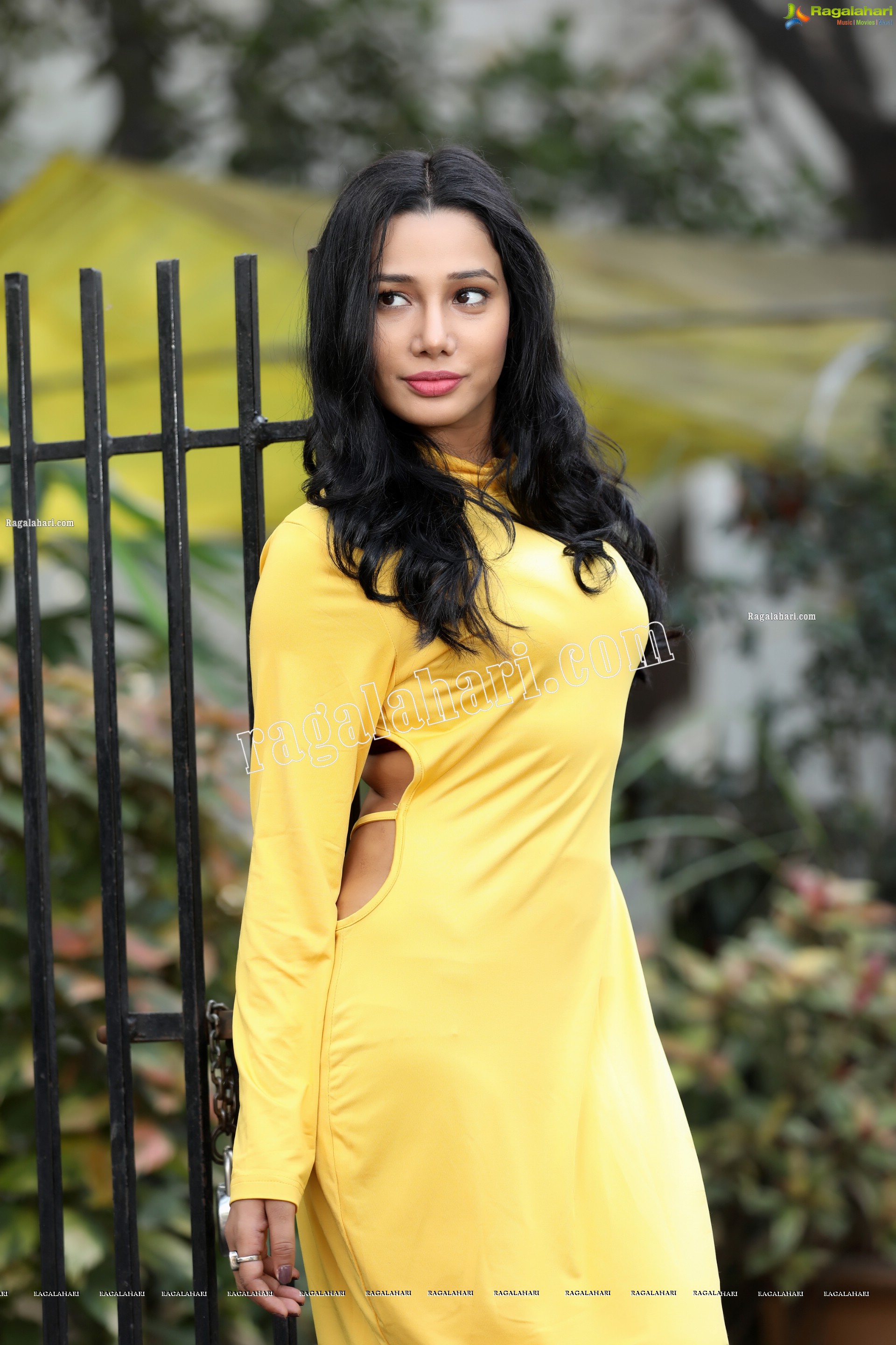 Tueeshaa in Yellow High Neck Jumper Dress Exclusive Photo Shoot