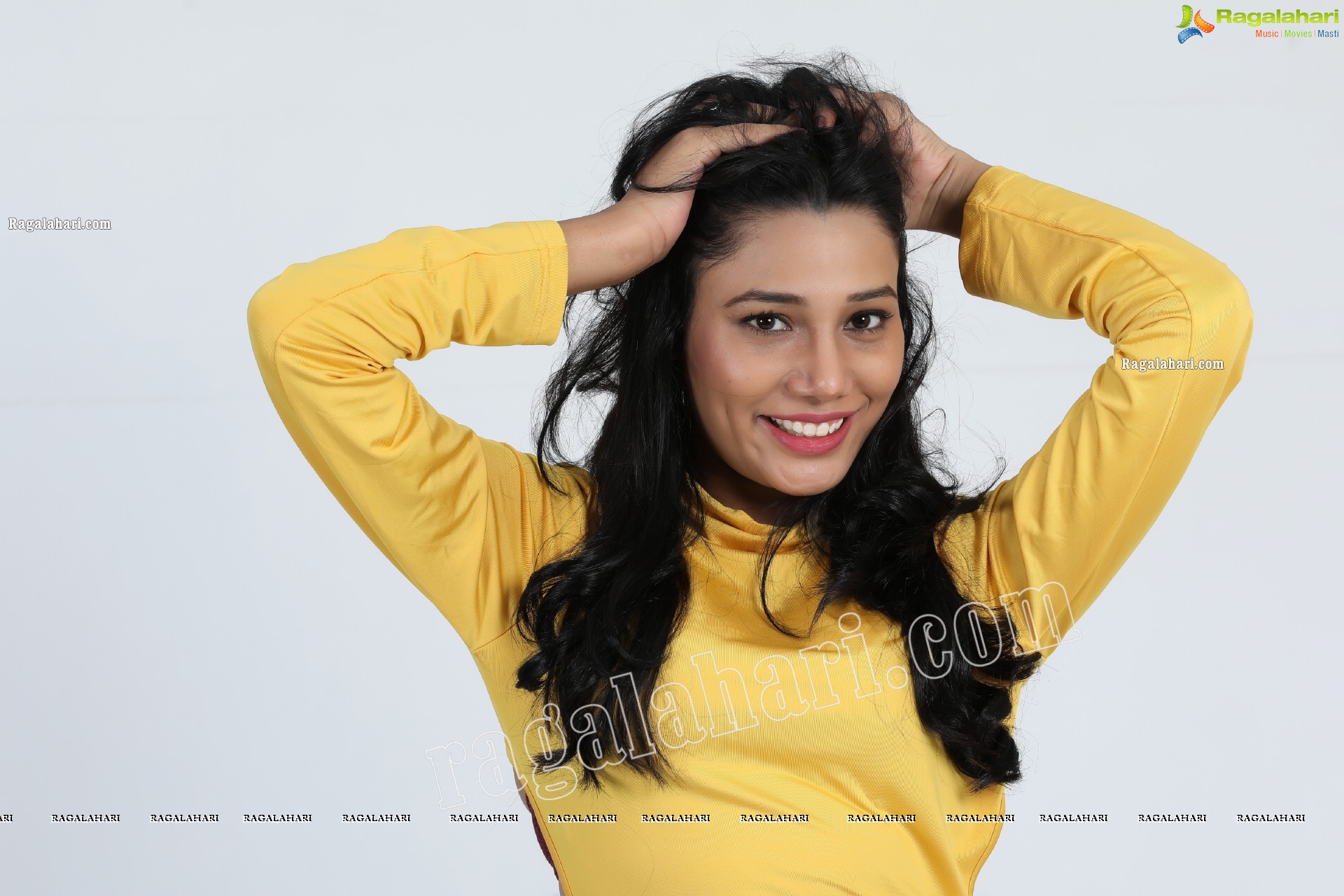 Tueeshaa in Yellow High Neck Jumper Dress Exclusive Photo Shoot