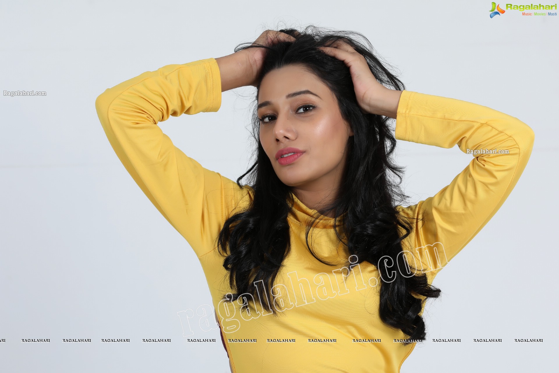 Tueeshaa in Yellow High Neck Jumper Dress Exclusive Photo Shoot