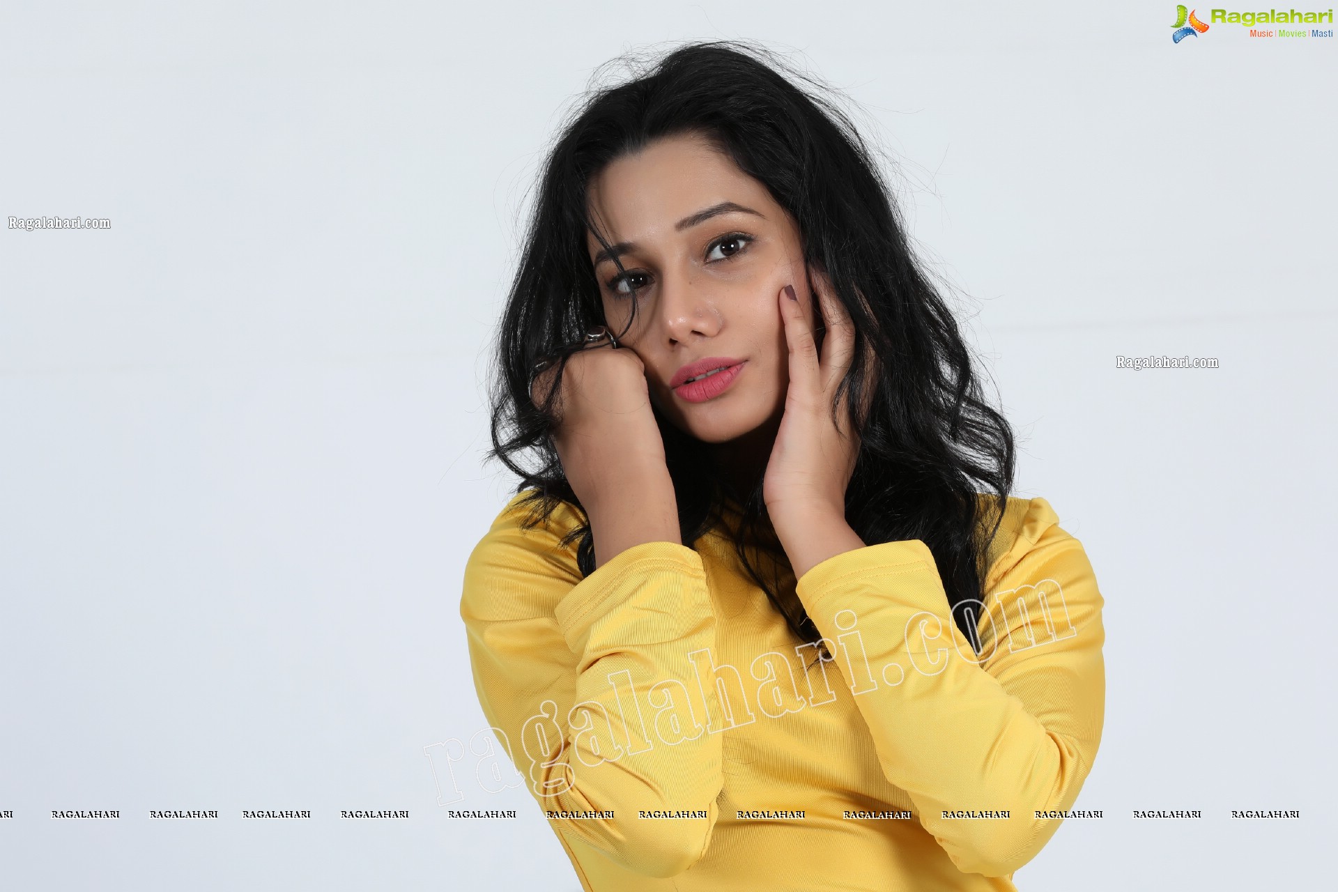 Tueeshaa in Yellow High Neck Jumper Dress Exclusive Photo Shoot