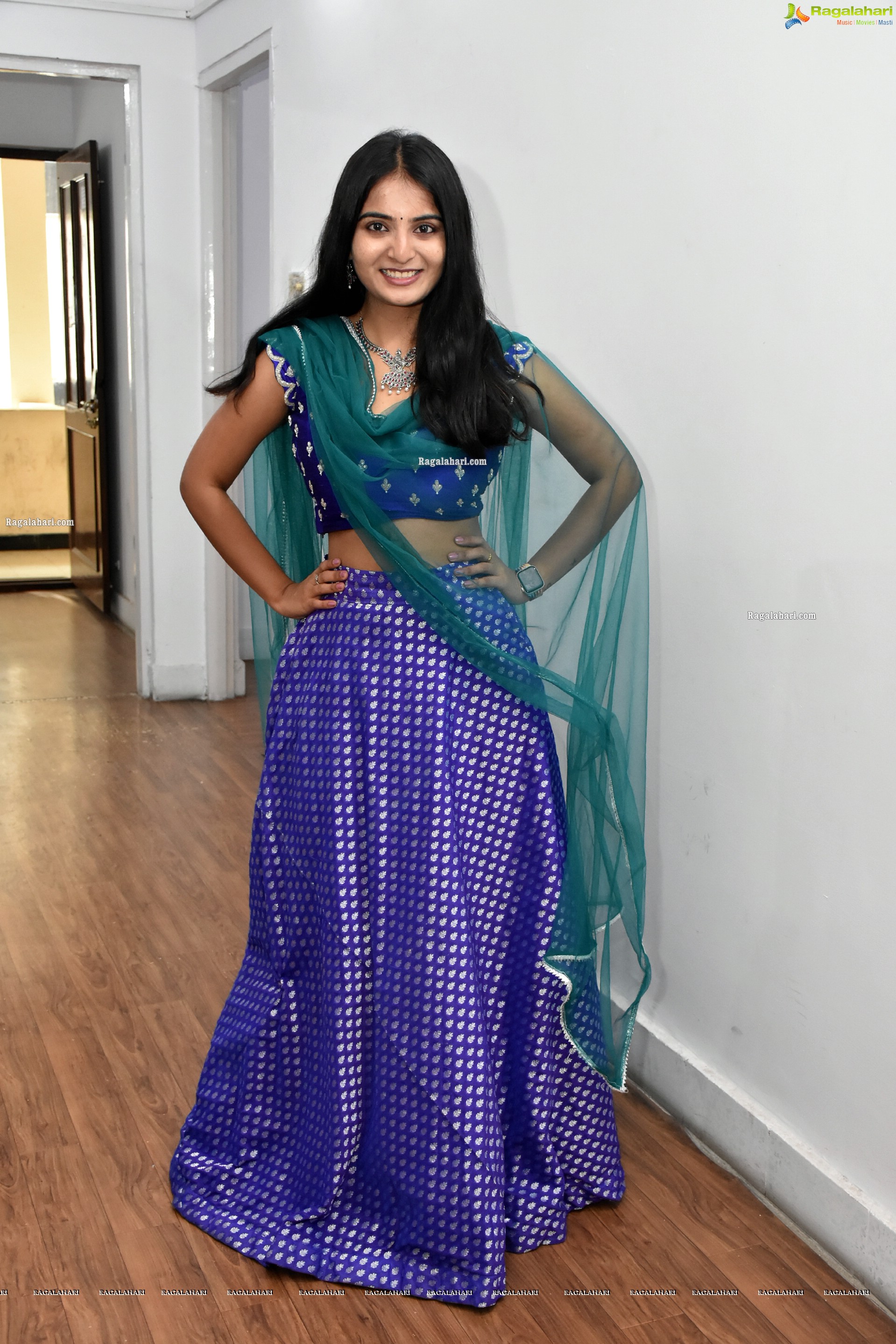Ananya Nagalla in Blue Designer Lehenga Choli, HD Photo Gallery