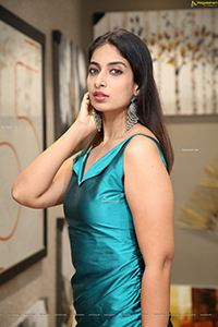 Archana Ravi in Teal Blue Side Slit Dress