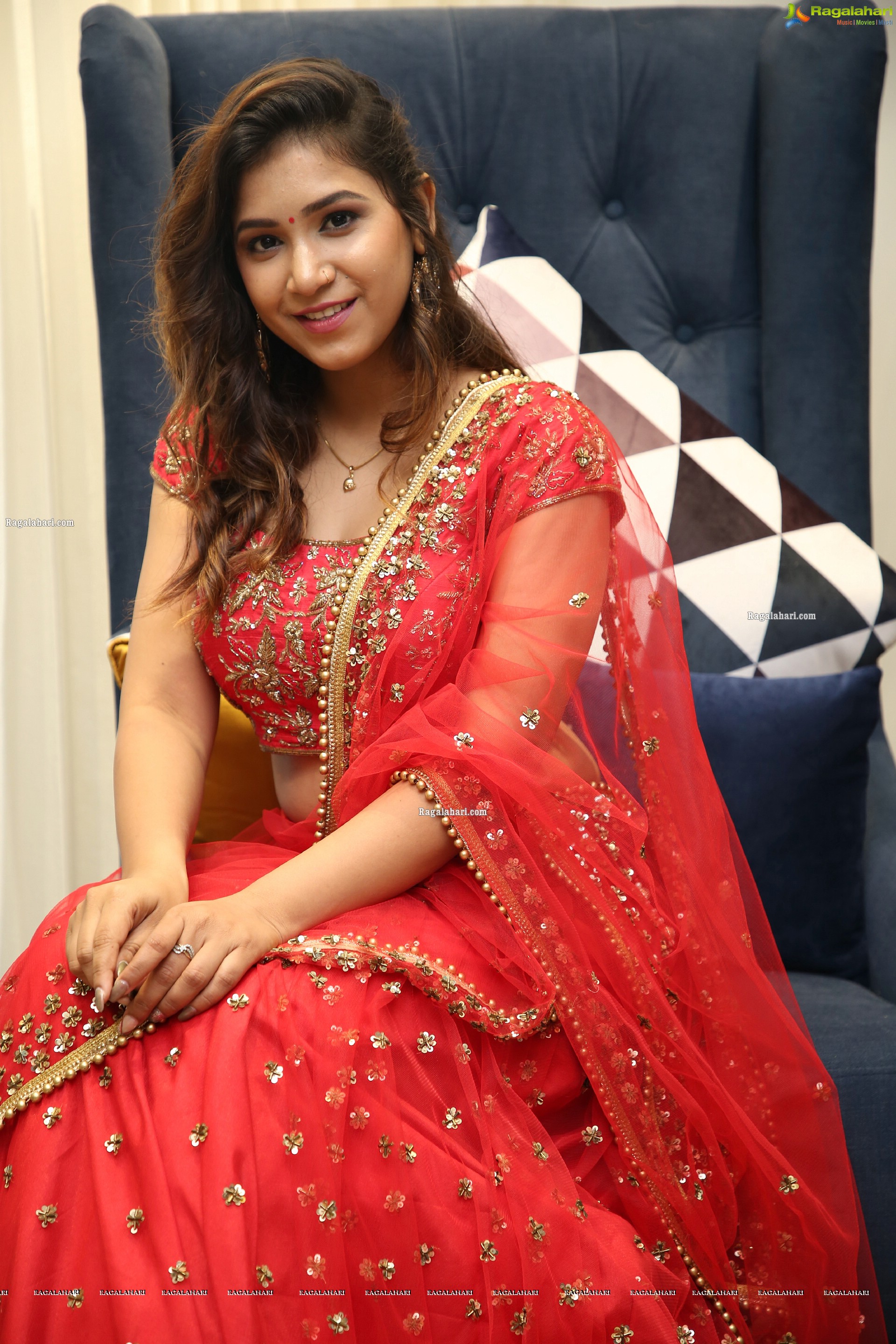 Divya Pandey in Red Embellished Lehenga Choli, HD Photo Gallery