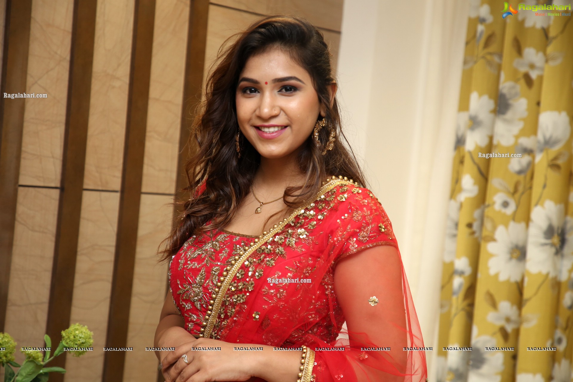 Divya Pandey in Red Embellished Lehenga Choli, HD Photo Gallery