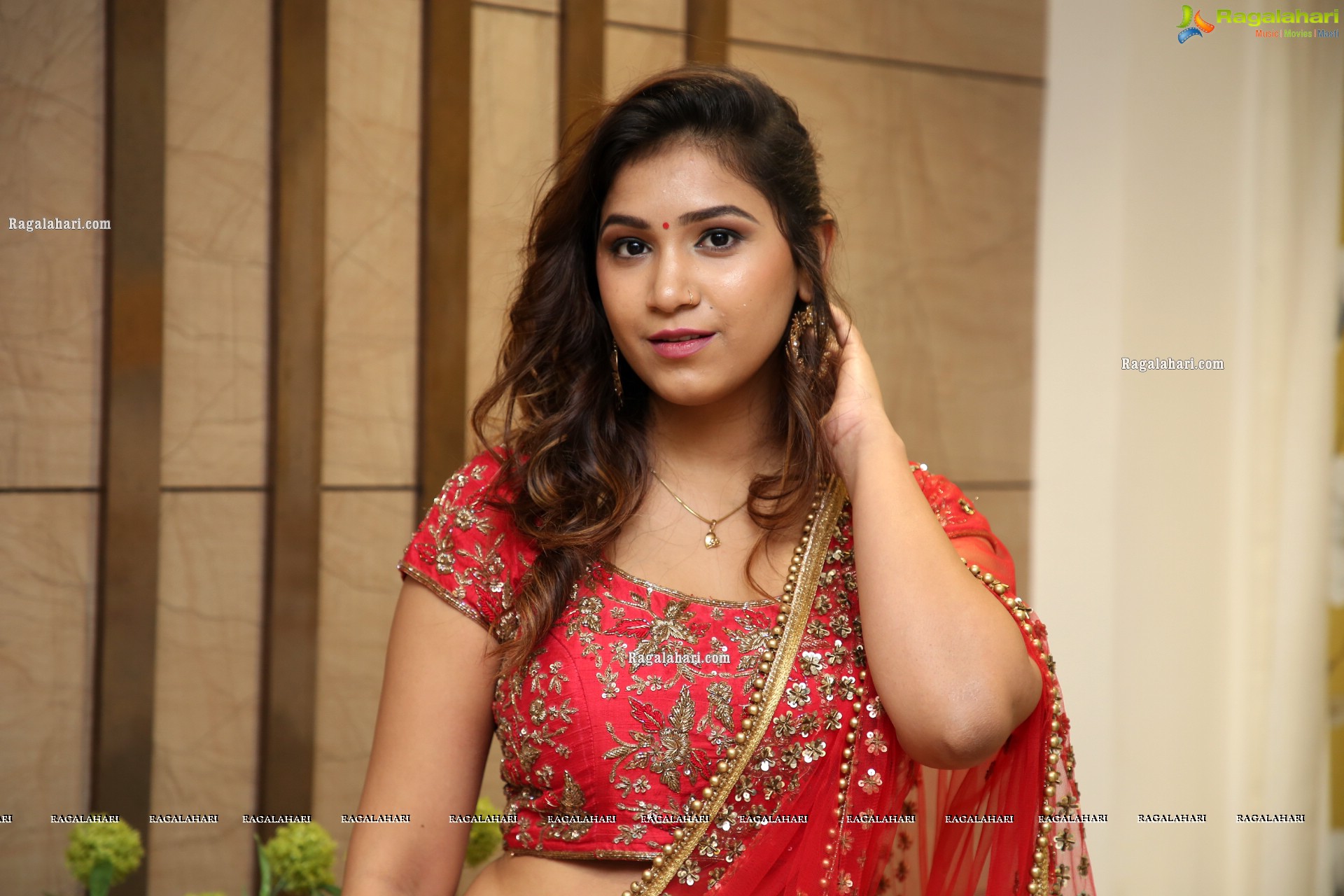 Divya Pandey in Red Embellished Lehenga Choli, HD Photo Gallery