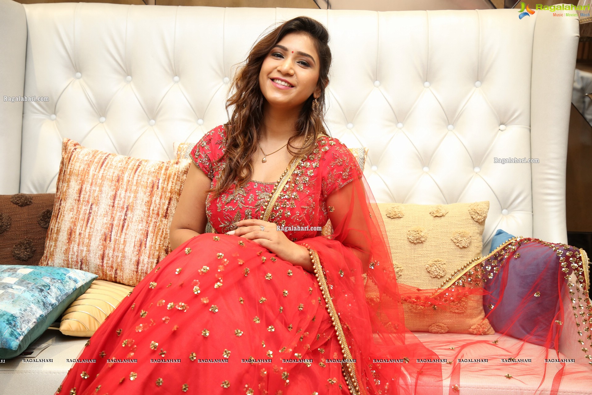 Divya Pandey in Red Embellished Lehenga Choli, HD Photo Gallery