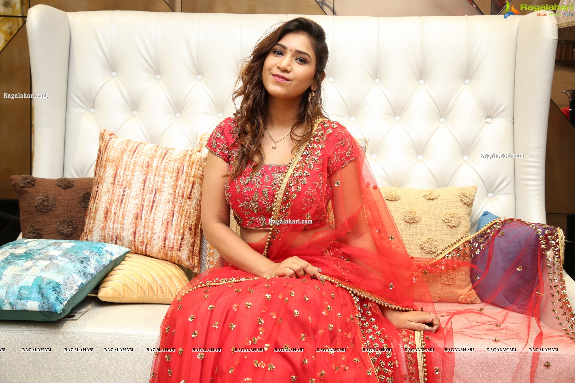 Divya Pandey in Red Embellished Lehenga Choli, HD Photo Gallery