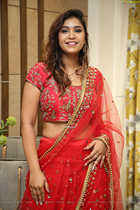 Divya Pandey in Red Embellished Lehenga Choli