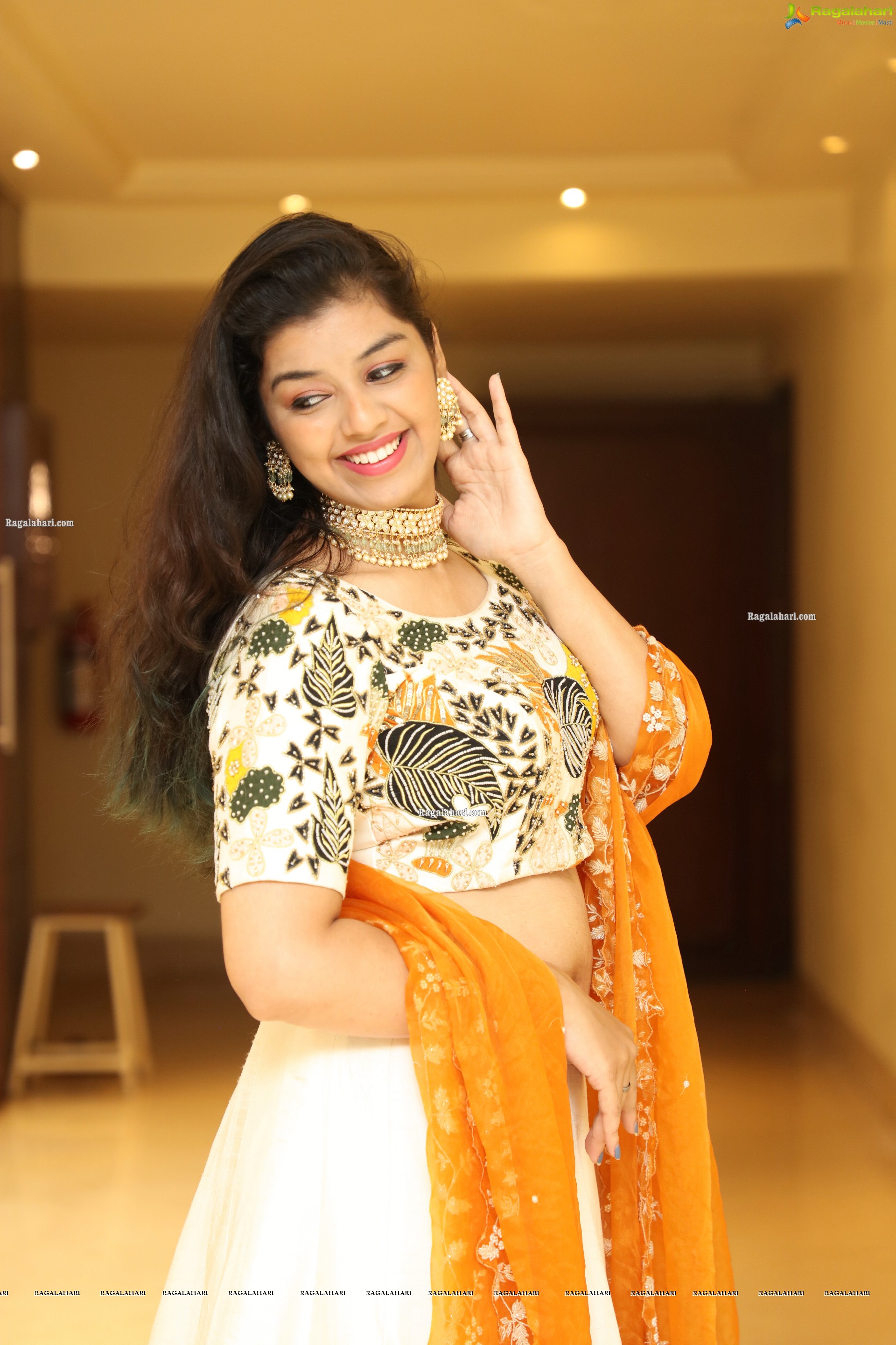 Shruthi Sharma in Off White Designer Lehenga, HD Photo Gallery