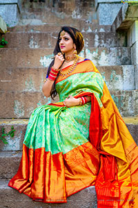 Udaya Bhanu Latest Photoshoot in Green Silk Saree