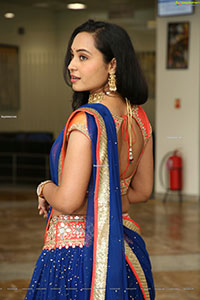 Vennela Amiga Stills in Blue and Orange Designer Lehenga