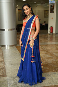 Vennela Amiga Stills in Blue and Orange Designer Lehenga