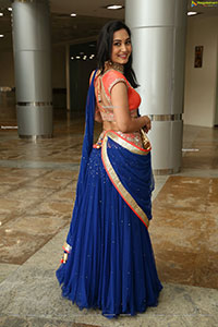 Vennela Amiga Stills in Blue and Orange Designer Lehenga