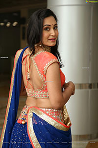 Vennela Amiga Stills in Blue and Orange Designer Lehenga