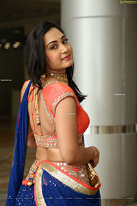 Vennela Amiga Stills in Blue and Orange Designer Lehenga