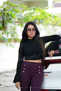 Bhavya Sri in Black Ribbed-Knit Crop Top Exclusive Shoot