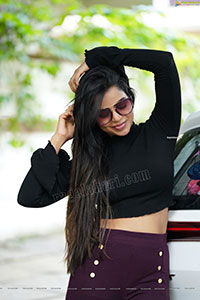 Bhavya Sri in Black Ribbed-Knit Crop Top Exclusive Shoot