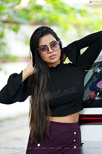 Bhavya Sri in Black Ribbed-Knit Crop Top Exclusive Shoot