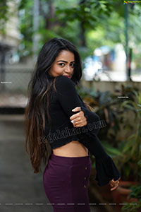 Bhavya Sri in Black Ribbed-Knit Crop Top Exclusive Shoot