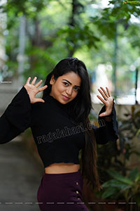 Bhavya Sri in Black Ribbed-Knit Crop Top Exclusive Shoot