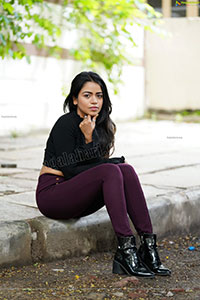 Bhavya Sri in Black Ribbed-Knit Crop Top Exclusive Shoot