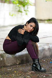 Bhavya Sri in Black Ribbed-Knit Crop Top Exclusive Shoot
