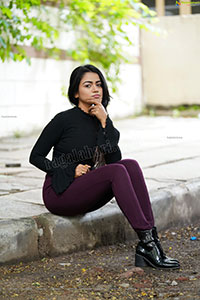 Bhavya Sri in Black Ribbed-Knit Crop Top Exclusive Shoot
