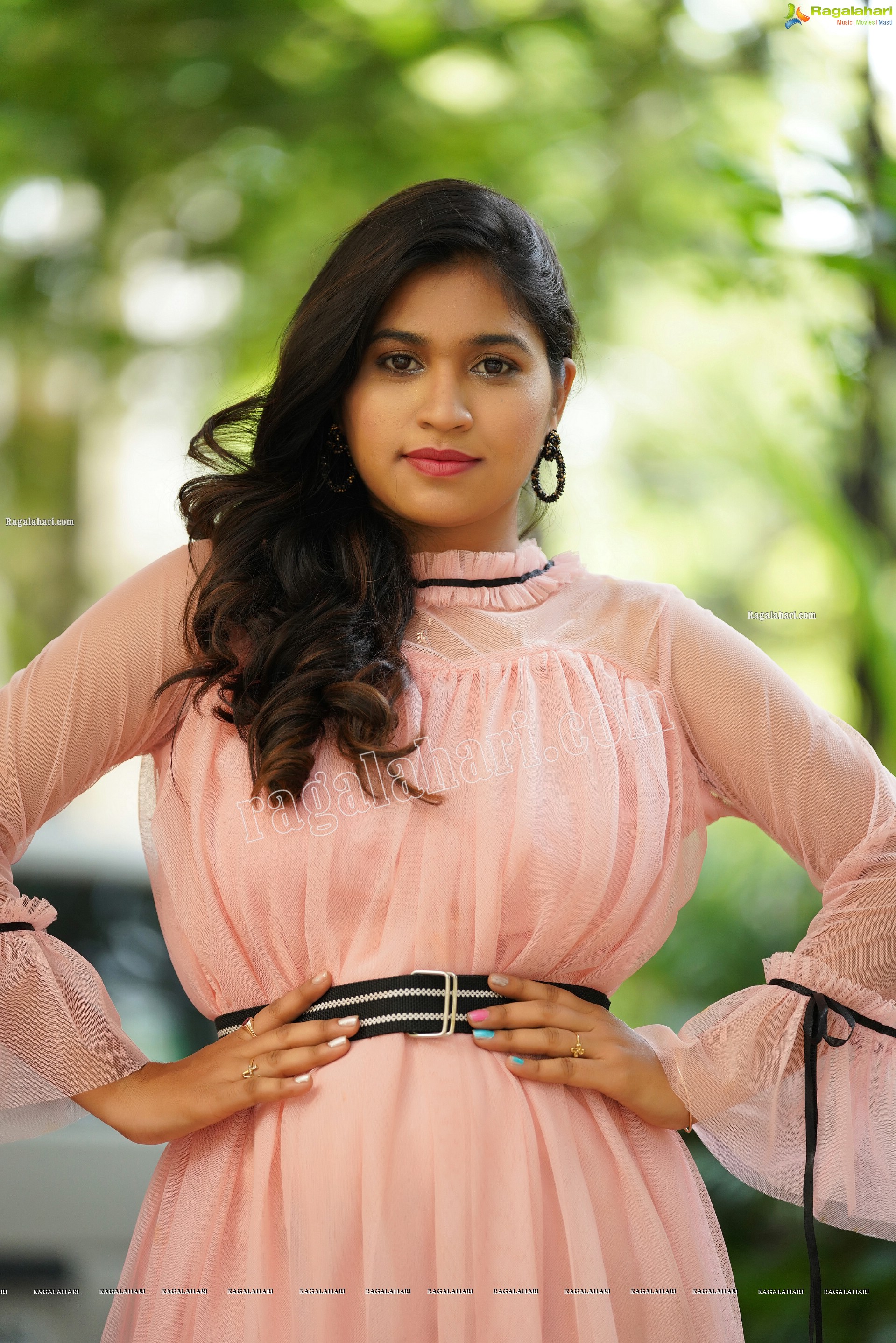 Honey Royal in Baby Pink Mini Frill Dress, Exclusive Photoshoot