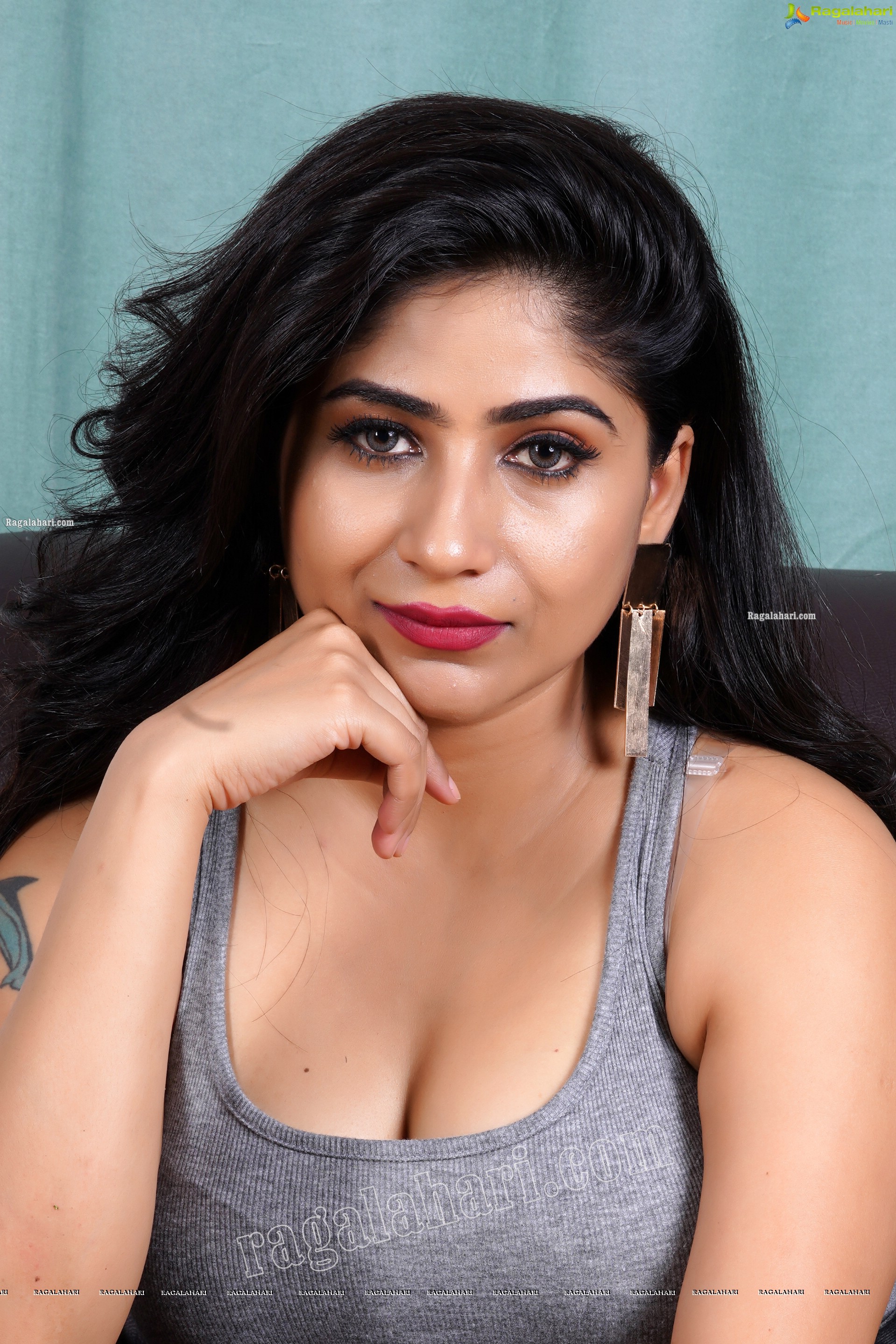 Madhulagna Das in Gray Crop Top and Black Denim Shorts, Exclusive Photoshoot