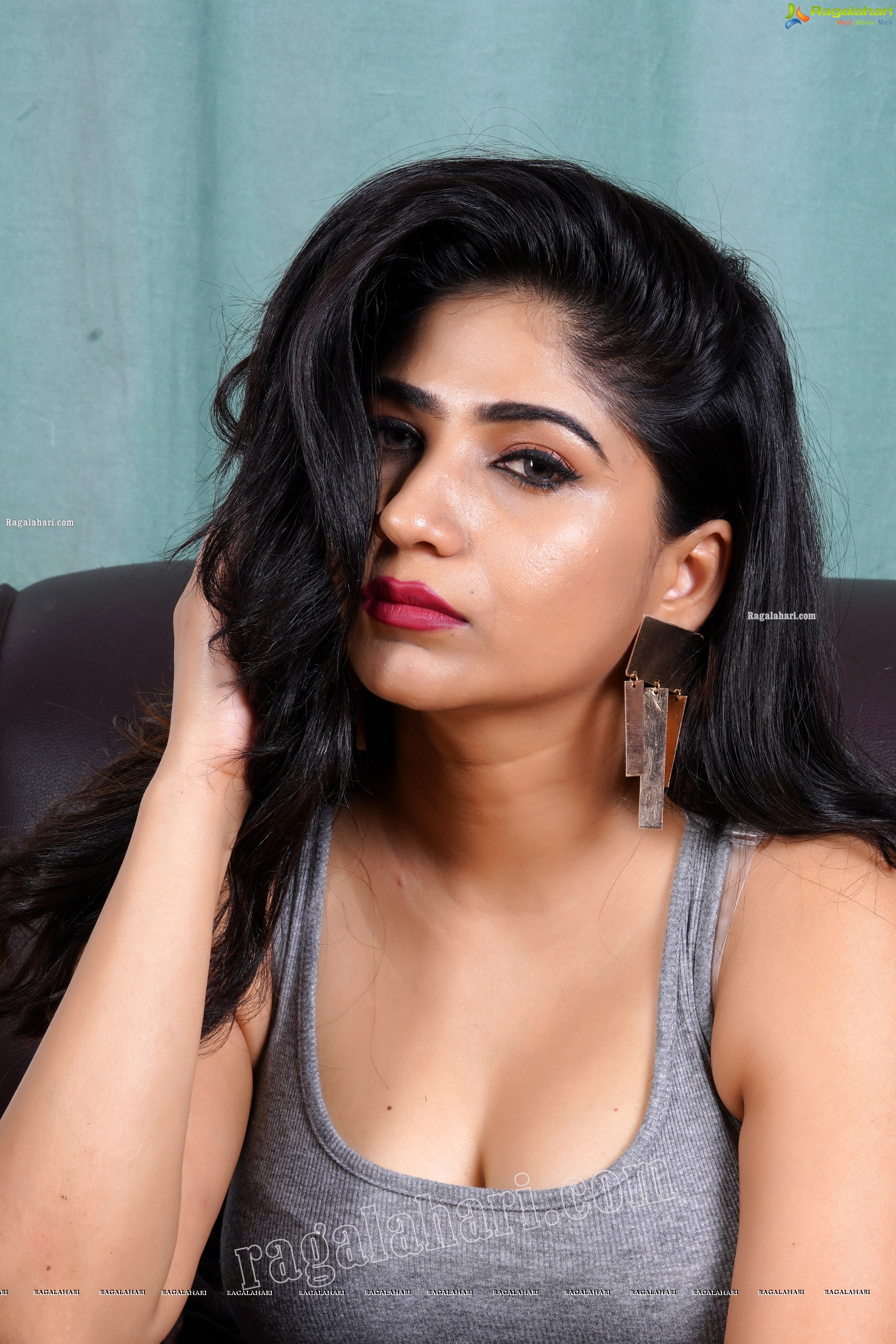 Madhulagna Das in Gray Crop Top and Black Denim Shorts, Exclusive Photoshoot